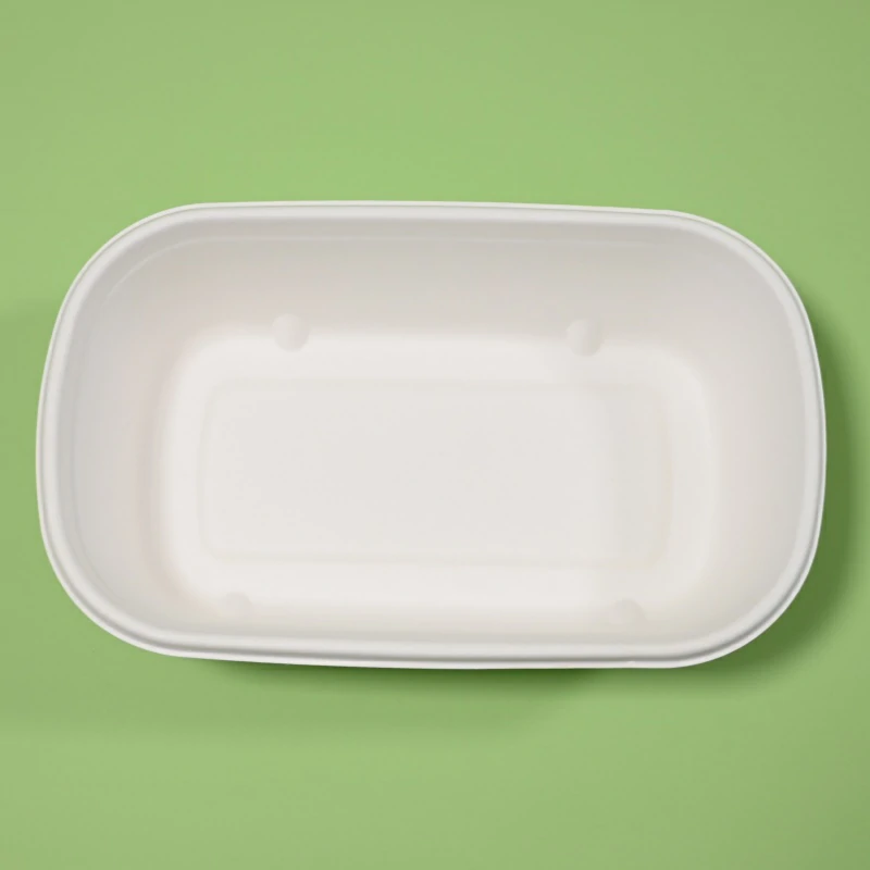 Disposable Rectangle Bowl Biodegradable and Environment-Friendly Made of Bagasse with Lid Included