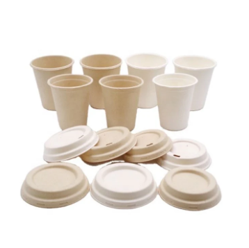 Custom Biodegradable Cup Cover Natural Sugarcane Bagasse Pulp Paper Cup Lids