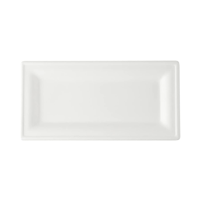 Bagasse Rectangle Plates PFAS-Free Compostable Microwave Freezer Safe White Dishes Hot Cold