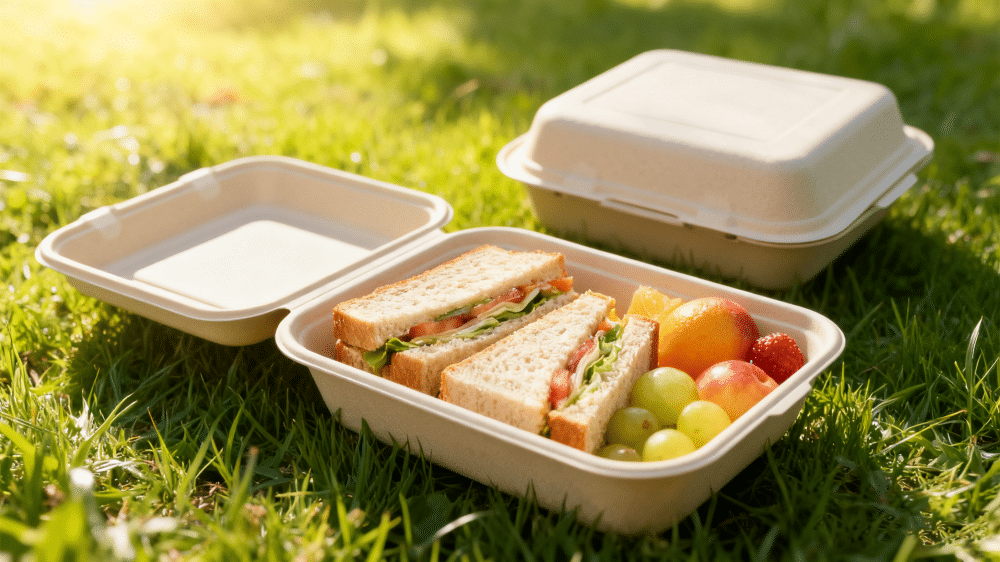 disposable food container in nature